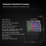K13 USB Wired Single Hand Gaming Keyboard Mix-color Backlit 35 Keys Keypad for PC Computer Desktop - one46.com.au