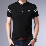 2019 New Fashion Brands Summer Polo Shirt Men's Mandarin Collar Slim Fit Short Sleeve Solid Color Polos Casual Men's Clothing - one46.com.au