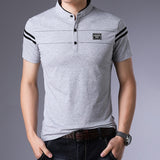 2019 New Fashion Brands Summer Polo Shirt Men's Mandarin Collar Slim Fit Short Sleeve Solid Color Polos Casual Men's Clothing - one46.com.au