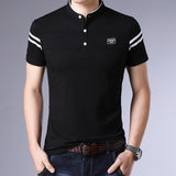 2019 New Fashion Brands Summer Polo Shirt Men's Mandarin Collar Slim Fit Short Sleeve Solid Color Polos Casual Men's Clothing - one46.com.au