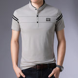 2019 New Fashion Brands Summer Polo Shirt Men's Mandarin Collar Slim Fit Short Sleeve Solid Color Polos Casual Men's Clothing - one46.com.au