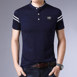 2019 New Fashion Brands Summer Polo Shirt Men's Mandarin Collar Slim Fit Short Sleeve Solid Color Polos Casual Men's Clothing - one46.com.au