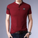 2019 New Fashion Brands Summer Polo Shirt Men's Mandarin Collar Slim Fit Short Sleeve Solid Color Polos Casual Men's Clothing - one46.com.au