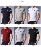 2019 New Fashion Brands Summer Polo Shirt Men's Mandarin Collar Slim Fit Short Sleeve Solid Color Polos Casual Men's Clothing - one46.com.au