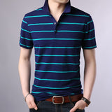 2019 New Fashion Brand Summer Polo Shirts Mens Striped With Short Sleeve Slim Fit Top Grade Cotton Polos Casual Mens Clothing - one46.com.au