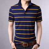 2019 New Fashion Brand Summer Polo Shirts Mens Striped With Short Sleeve Slim Fit Top Grade Cotton Polos Casual Mens Clothing - one46.com.au
