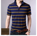 2019 New Fashion Brand Summer Polo Shirts Mens Striped With Short Sleeve Slim Fit Top Grade Cotton Polos Casual Mens Clothing - one46.com.au