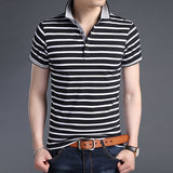 2019 New Fashion Brands Shirts Polo Men's Striped Summer Slim Fit With Short Sleeve Top Grade Boys Polos Casual Men's Clothing - one46.com.au