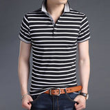 2019 New Fashion Brands Shirts Polo Men's Striped Summer Slim Fit With Short Sleeve Top Grade Boys Polos Casual Men's Clothing - one46.com.au
