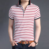 2019 New Fashion Brands Shirts Polo Men's Striped Summer Slim Fit With Short Sleeve Top Grade Boys Polos Casual Men's Clothing - one46.com.au