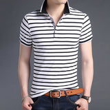 2019 New Fashion Brands Shirts Polo Men's Striped Summer Slim Fit With Short Sleeve Top Grade Boys Polos Casual Men's Clothing - one46.com.au