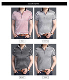 2019 New Fashion Brands Shirts Polo Men's Striped Summer Slim Fit With Short Sleeve Top Grade Boys Polos Casual Men's Clothing - one46.com.au