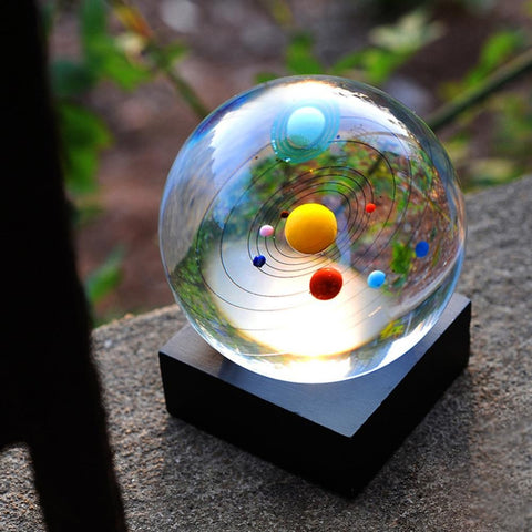 8 cm Crystal Solar System Ball Miniature Planets Model Glass Globe Home Decoration Sphere Ornament Gift Souvenir - one46.com.au