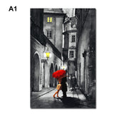 Lovers Canvas Wall Art Couple Kissing in Rain Artwork Romantic Painting for Living Room Bedroom Bathroom Wall Decor - one46.com.au