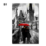 Lovers Canvas Wall Art Couple Kissing in Rain Artwork Romantic Painting for Living Room Bedroom Bathroom Wall Decor - one46.com.au