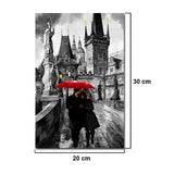 Lovers Canvas Wall Art Couple Kissing in Rain Artwork Romantic Painting for Living Room Bedroom Bathroom Wall Decor - one46.com.au