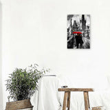 Lovers Canvas Wall Art Couple Kissing in Rain Artwork Romantic Painting for Living Room Bedroom Bathroom Wall Decor - one46.com.au