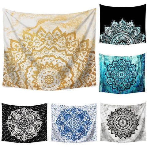 110*130cm Mandala Color Printed Wall Cloth Tapestry Polyester Hanging Wall Carpet Decorative Tablecloth Blanket Home Decor 60009 - one46.com.au