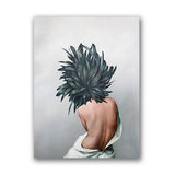 Women Portrait Posters Prints With Flowers Feather Oil Painting Wall Art Canvas Pictures Home Living Room Modern Decoration - one46.com.au