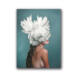Women Portrait Posters Prints With Flowers Feather Oil Painting Wall Art Canvas Pictures Home Living Room Modern Decoration - one46.com.au