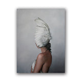 Women Portrait Posters Prints With Flowers Feather Oil Painting Wall Art Canvas Pictures Home Living Room Modern Decoration - one46.com.au