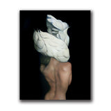 Women Portrait Posters Prints With Flowers Feather Oil Painting Wall Art Canvas Pictures Home Living Room Modern Decoration - one46.com.au