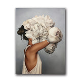 Women Portrait Posters Prints With Flowers Feather Oil Painting Wall Art Canvas Pictures Home Living Room Modern Decoration - one46.com.au