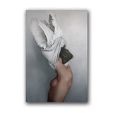 Women Portrait Posters Prints With Flowers Feather Oil Painting Wall Art Canvas Pictures Home Living Room Modern Decoration - one46.com.au