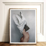 Women Portrait Posters Prints With Flowers Feather Oil Painting Wall Art Canvas Pictures Home Living Room Modern Decoration - one46.com.au