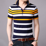 2019 New Fashions Brand Summer Polo Shirt Mens Top Grade Striped Short Sleeve Slim Fit Top Grade Poloshirt Casual Mens Clothing - one46.com.au