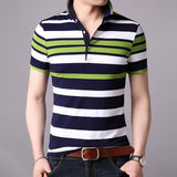 2019 New Fashions Brand Summer Polo Shirt Mens Top Grade Striped Short Sleeve Slim Fit Top Grade Poloshirt Casual Mens Clothing - one46.com.au