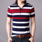 2019 New Fashions Brand Summer Polo Shirt Mens Top Grade Striped Short Sleeve Slim Fit Top Grade Poloshirt Casual Mens Clothing - one46.com.au