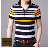 2019 New Fashions Brand Summer Polo Shirt Mens Top Grade Striped Short Sleeve Slim Fit Top Grade Poloshirt Casual Mens Clothing - one46.com.au