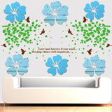 5Pcs Acrylic Mirror Wall Stickers DIY Home Art Stickers for Living Room TV Background Decoration Hibiscus Flower Decals - one46.com.au