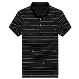 2019 New Fashion Brand Polo Shirts Men Striped Print Summer Short Sleeve Slim Fit Top Grade Boys Poloshirt Casual Men Clothing - one46.com.au