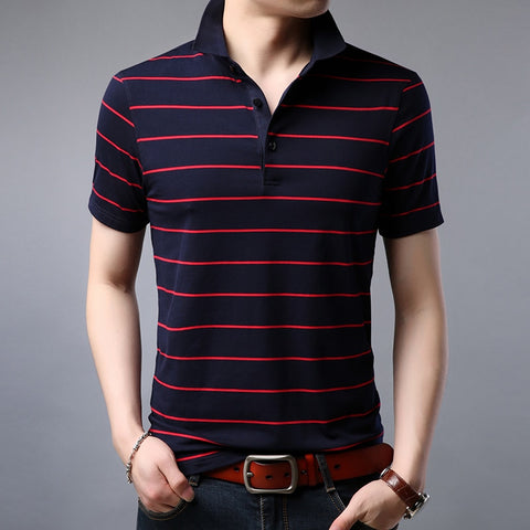 2019 New Fashion Brand Summer Polo Shirt Men Top Grade Striped Slim Fit Short Sleeve Boyfriend Gift Polos Casual Men Clothes - one46.com.au