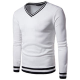 TANGNEST Black White Stitching Color Matching Breathable Layer Men's Hoodie Casual V-neck Long-Sleeved Sweatershirt Men MWW1430 - one46.com.au