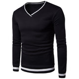 TANGNEST Black White Stitching Color Matching Breathable Layer Men's Hoodie Casual V-neck Long-Sleeved Sweatershirt Men MWW1430 - one46.com.au