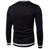 TANGNEST Black White Stitching Color Matching Breathable Layer Men's Hoodie Casual V-neck Long-Sleeved Sweatershirt Men MWW1430 - one46.com.au