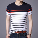 2019 New Fashion Brand T Shirts For Men O Neck Striped Summer Trends Street Wear Tops Korean Short Sleeve Tshirts Men Clothes - one46.com.au