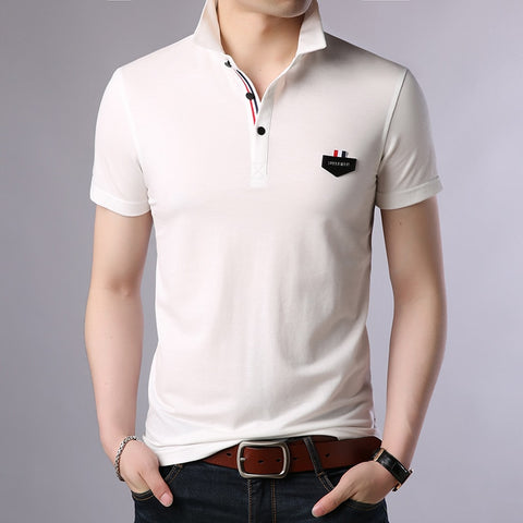 2019 New Fashion Brand Clothes Polo Shirts Men Solid Color Summer Slim Fit Short Sleeve Mercerized Cotton boy Casual Men Clothes - one46.com.au