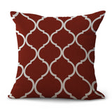 Hot Red Gray Geometric Print 18" Cotton Linen Sofa Decorative Throw Cushion Cover Home Decor Mediterranean Style Pillow Case - one46.com.au