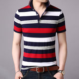 2019 New Fashion Brand Summer Polo Shirt Men Striped Cotton Boyfriend Gift Short Sleeve Slim Fit Top Grade Polos Casual Clothes - one46.com.au