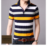 2019 New Fashion Brand Summer Polo Shirt Men Striped Cotton Boyfriend Gift Short Sleeve Slim Fit Top Grade Polos Casual Clothes - one46.com.au