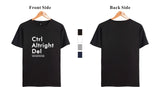 Ctrl Altright Del Short Sleeve Tee Shirt Men Cotton Tshirt Men Funny Fashion Black High Quality Couple short sleeves XXS-4XL - one46.com.au