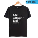 Ctrl Altright Del Short Sleeve Tee Shirt Men Cotton Tshirt Men Funny Fashion Black High Quality Couple short sleeves XXS-4XL - one46.com.au