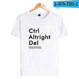 Ctrl Altright Del Short Sleeve Tee Shirt Men Cotton Tshirt Men Funny Fashion Black High Quality Couple short sleeves XXS-4XL - one46.com.au