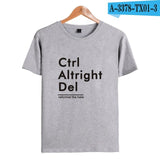 Ctrl Altright Del Short Sleeve Tee Shirt Men Cotton Tshirt Men Funny Fashion Black High Quality Couple short sleeves XXS-4XL - one46.com.au