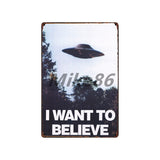 [ Mike86 ] Wanring AREA 51 I WANT TO BELIEVE UFO Aliens Metal Sign Wall Plaque Poster Custom Painting Room Decor Art LT-1695 - one46.com.au