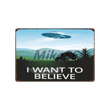 [ Mike86 ] Wanring AREA 51 I WANT TO BELIEVE UFO Aliens Metal Sign Wall Plaque Poster Custom Painting Room Decor Art LT-1695 - one46.com.au